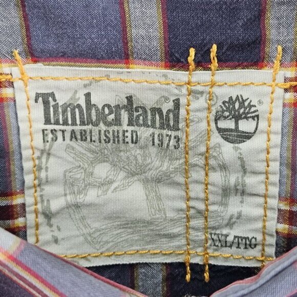 Timberland Button-Down Plaid Shirt Mens Sz XXL 2XL Multicolor Pocket Long Sleeve - Picture 8 of 10